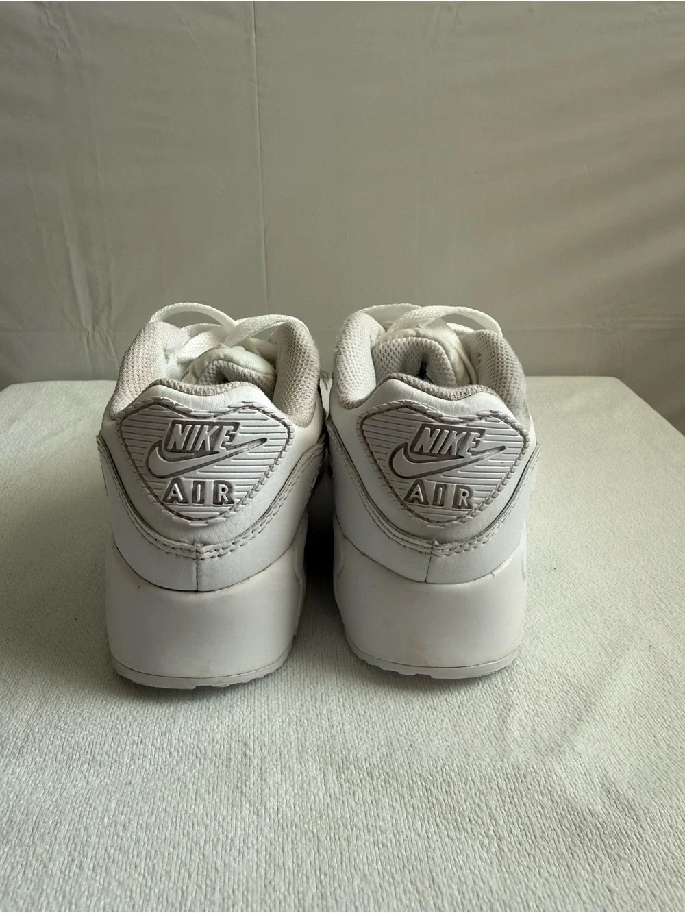 Nike Air Max 90 LTR PS Triple White Kids Size 1Y CD6867-100 No Box
